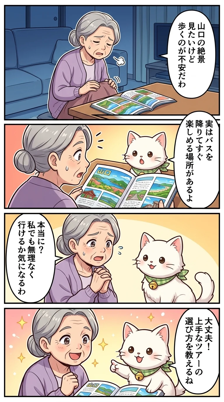 高齢者 歩かない バスツアー 日帰り 山口県