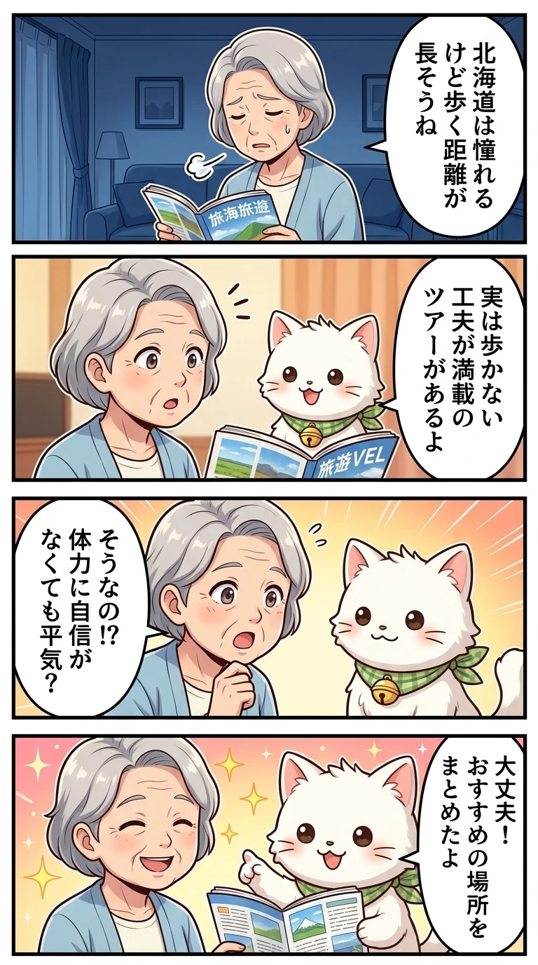 高齢者 歩かない バスツアー 日帰り 北海道