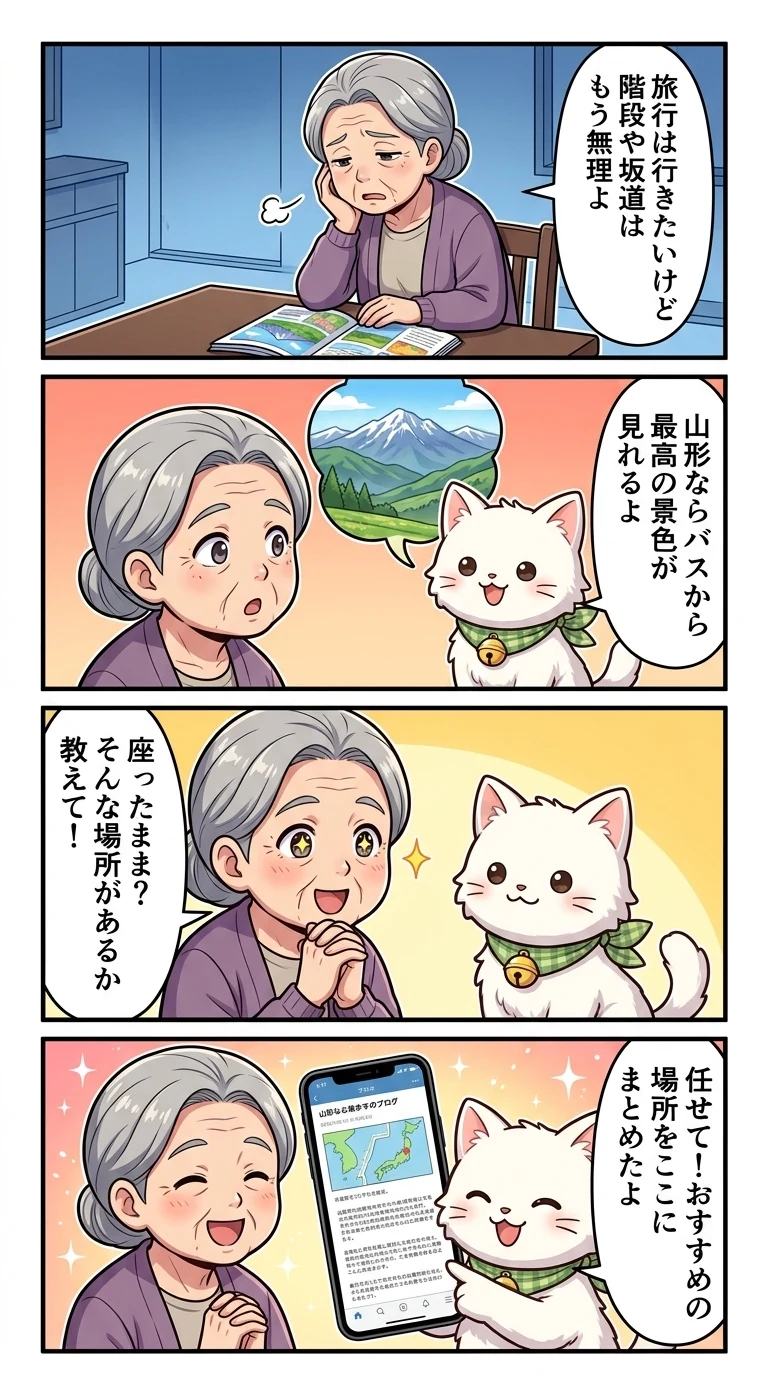 高齢者 歩かない バスツアー 日帰り 山形県