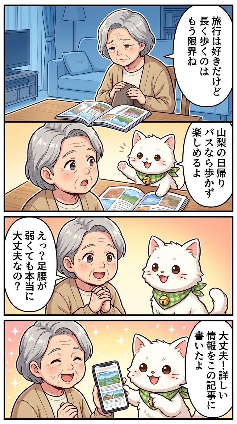 高齢者 歩かない バスツアー 日帰り 山梨県